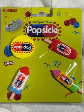 Original Popsicle Logo Shoe Charms Set - 4pc Retro Foodie Croc Accessories
